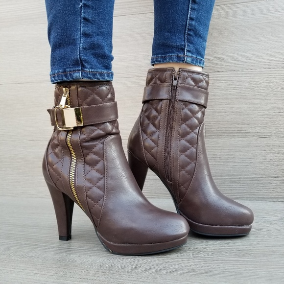 Platform High Heel Ankle Boots Fur inside-Z - Picture 2 of 8